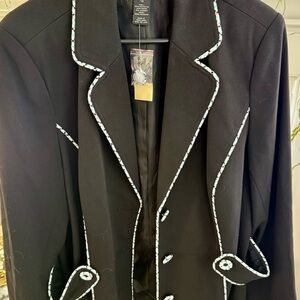 Lane Bryant Black Blazer with Blue and White Trim NWT